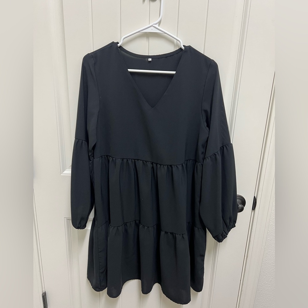 Black babydoll tiered Women's Dress